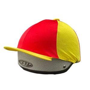 Czapeczka na kask czerwono- żółta